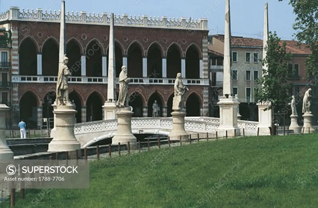 Statues at a town square, Prato Della Valle, Padua, Veneto, Italy