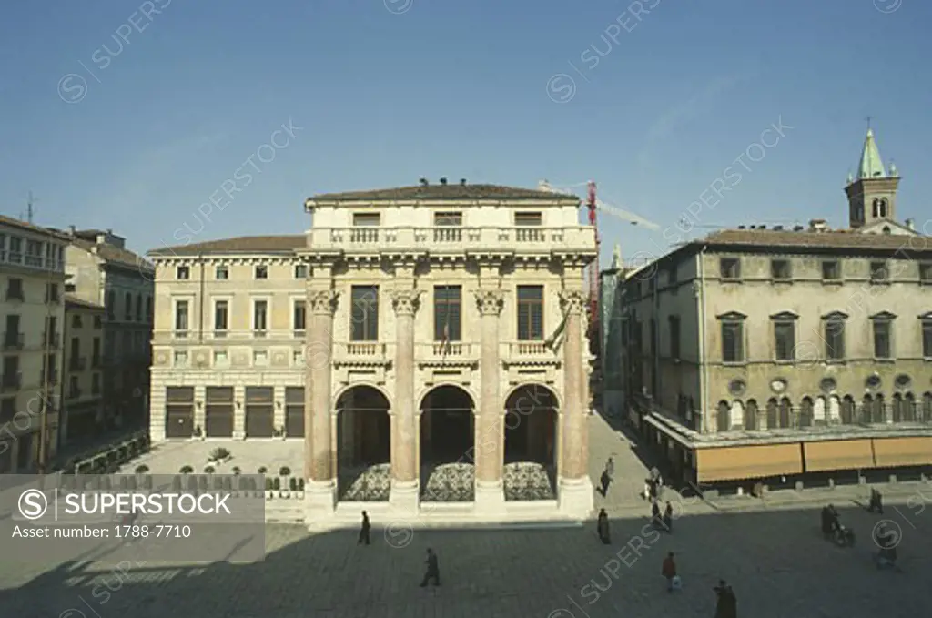 High angle view of buildings in a city, Loggia of the Captain, Lords' Square, Vicenza, Veneto, Italy