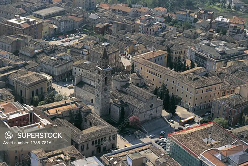 High angle view of buildings in a city, Teramo, Abruzzo, Italy