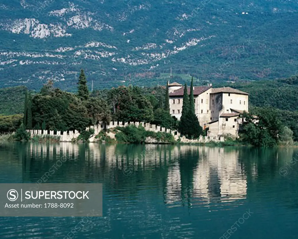 Italy - Trentino Region - Calavino - Toblino Castle - Medieval castle erected on the peninsula of the lake that bears the same name