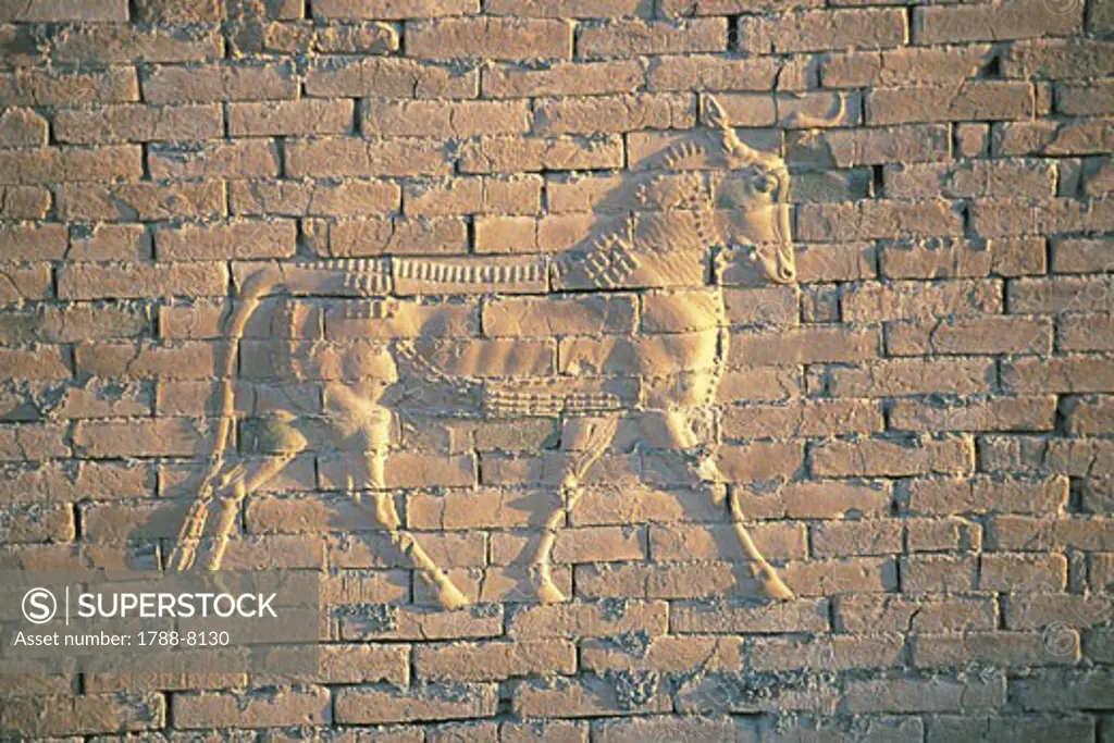 Iraq - Al-Hillah, near ancient Babylon.  Bas-relief at Ishtar Gate