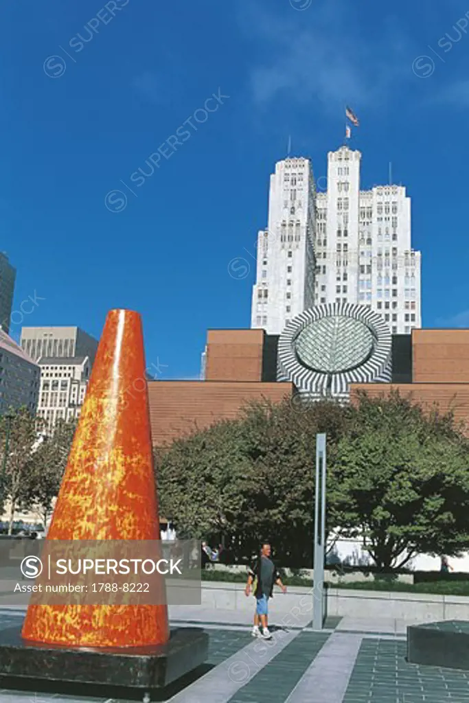 United States of America - California -San Francisco. Civic Center. Postmodern San Francisco Museum of Modern Art (SFMoma building).  Architect Mario Botta, 1995