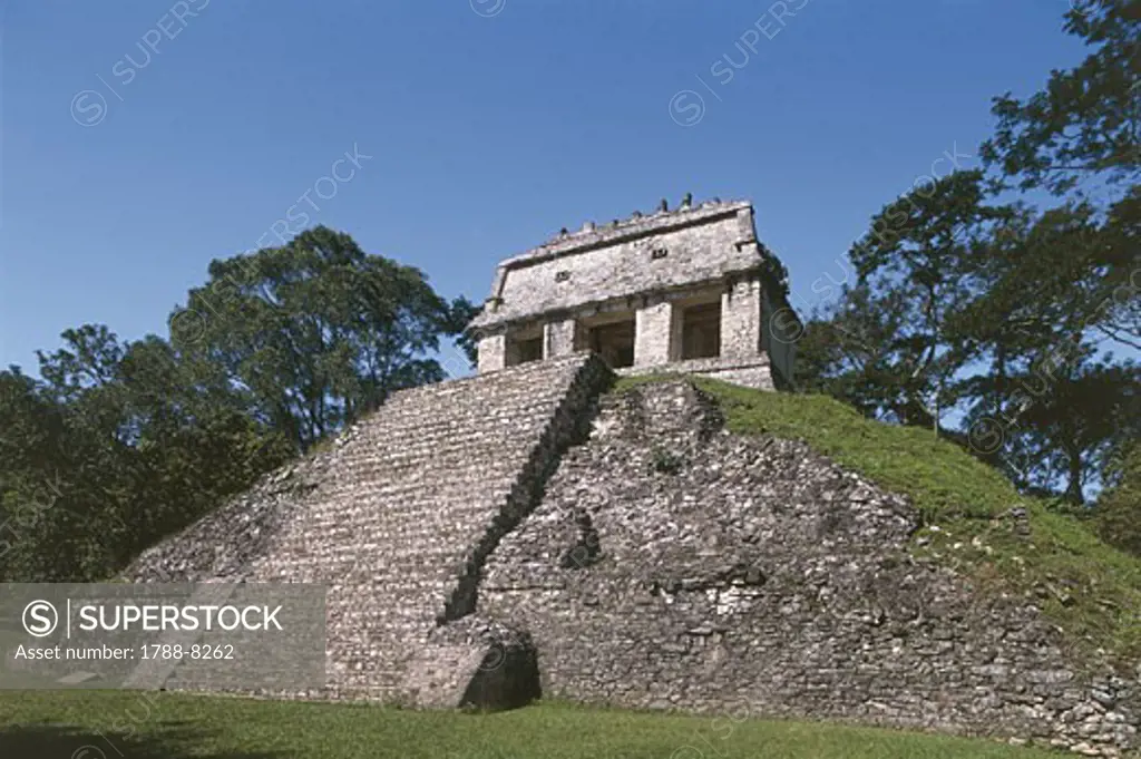 Low angle view of a temple, Temple Of The Count, Palenque, Chiapas, Mexico