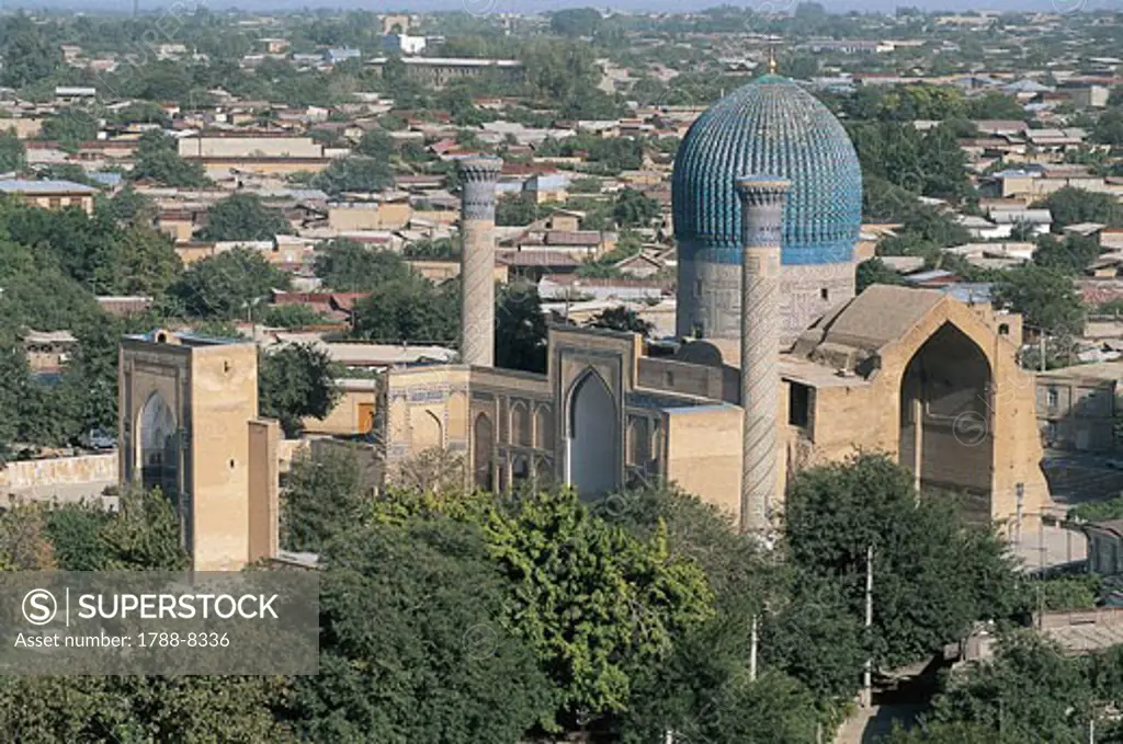 High angle view of a mausoleum, Gur Emir Mausoleum, Samarkand, Uzbekistan