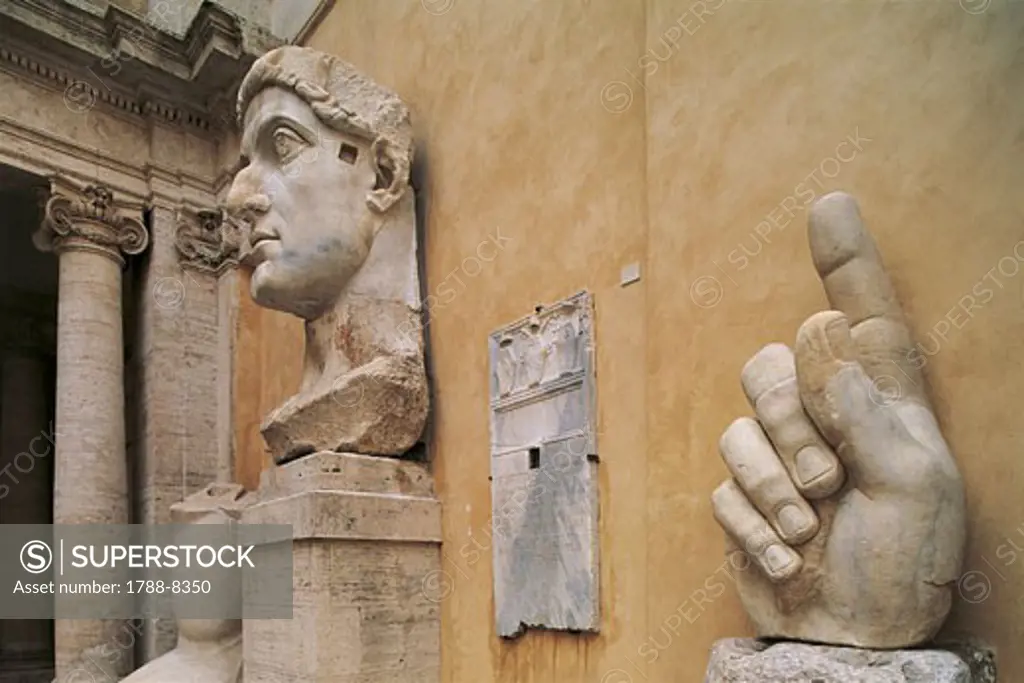 Italy - Lazio Region - Rome - Capitoline Museum - The Palace of the Conservatori - Hand and head of Constantin
