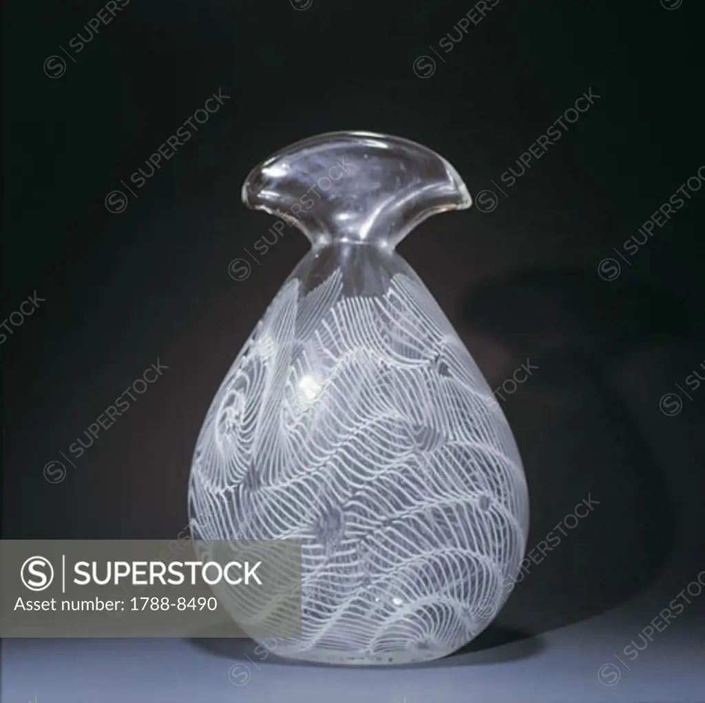Glassware, Italy 20th century. Crystal 'Lattimo'  vase  by Vetreria Archimede Seguso 1954.