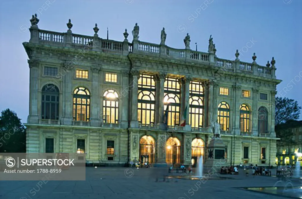 Facade of a palace, Madama Palace, Turin, Piedmont, Italy