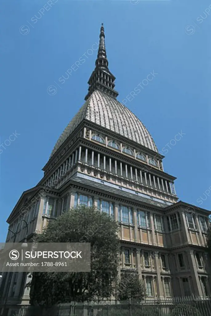 Low angle view of a tower, Mole Antonelliana, Turin, Piedmont, Italy