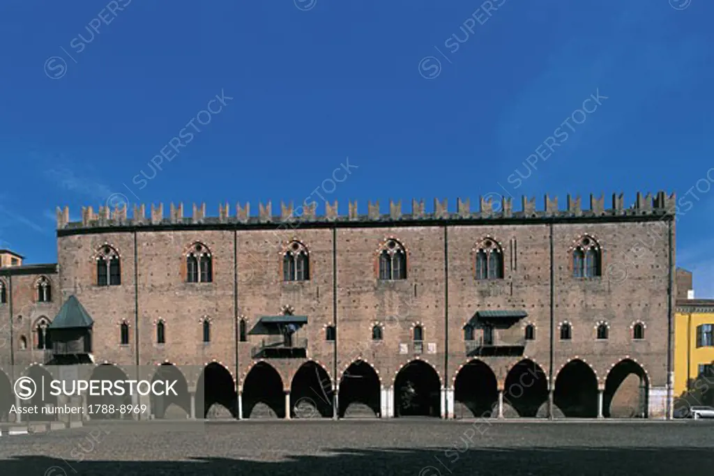 Facade of a palace, Palazzo Ducale, Sordello Square, Mantua, Lombardy, Italy