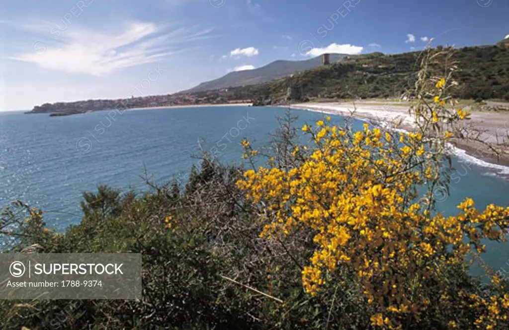 High angle view of a coast, Cilento and Vallo Di Diano National Park, Campania, Marina Di Camerota, Italy