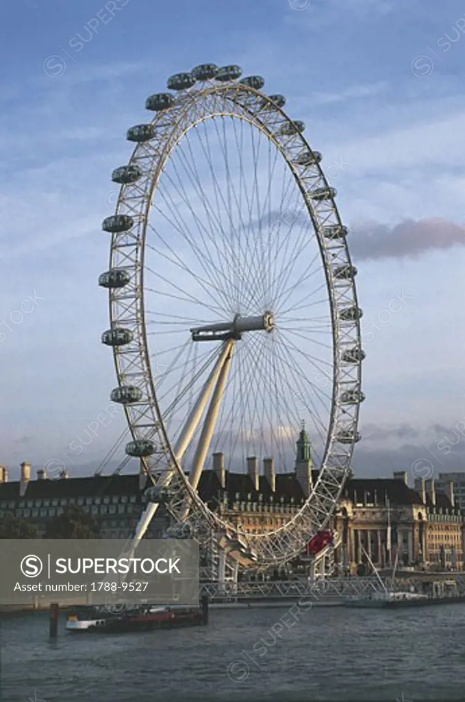 Ferris wheel at the river bank, Millennium Wheel, London, England