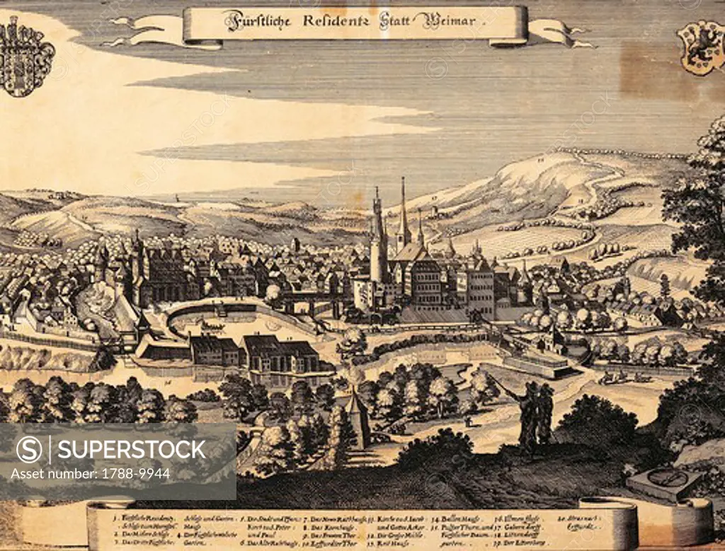 Germany, Weimar, View of the city, 1650