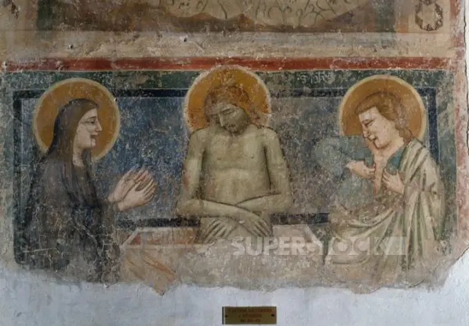 The Pieta, fresco in the Abbey of the Most Holy Trinity, 5th century, Venosa, Basilicata, Italy.