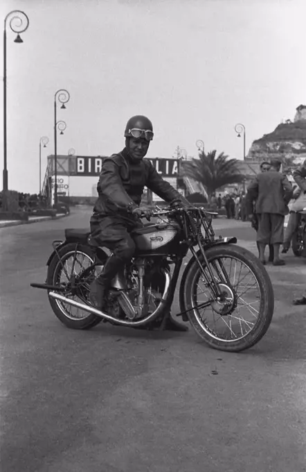 A racer at the 1st Superba Motorcycle Circuit, May 27, 1937, Genoa, Italy, 20th century.