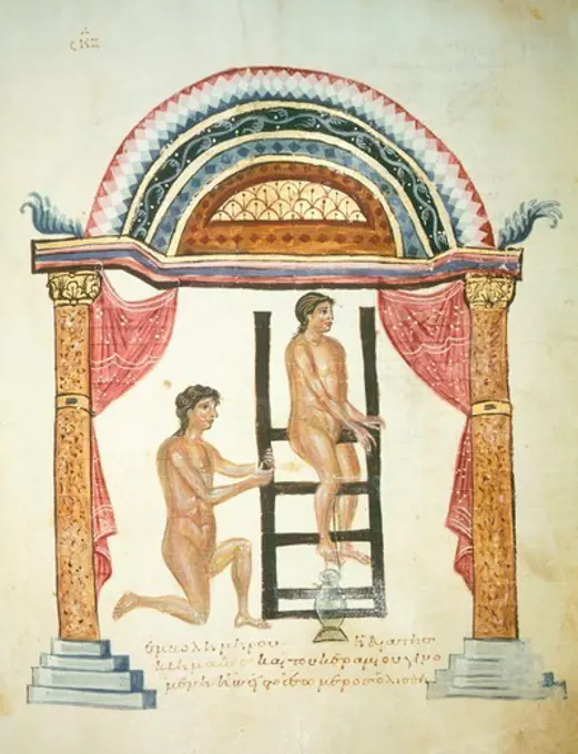 Miniature of the Surgical writings of the doctor Niceta, Greek manuscript, 10th-11th Century.