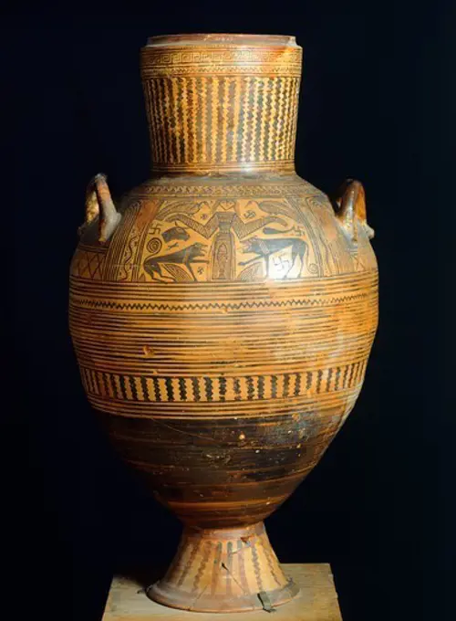 Amphora from Thebes, Boeotia (Greece). Greek Civilization, 8th Century BC.