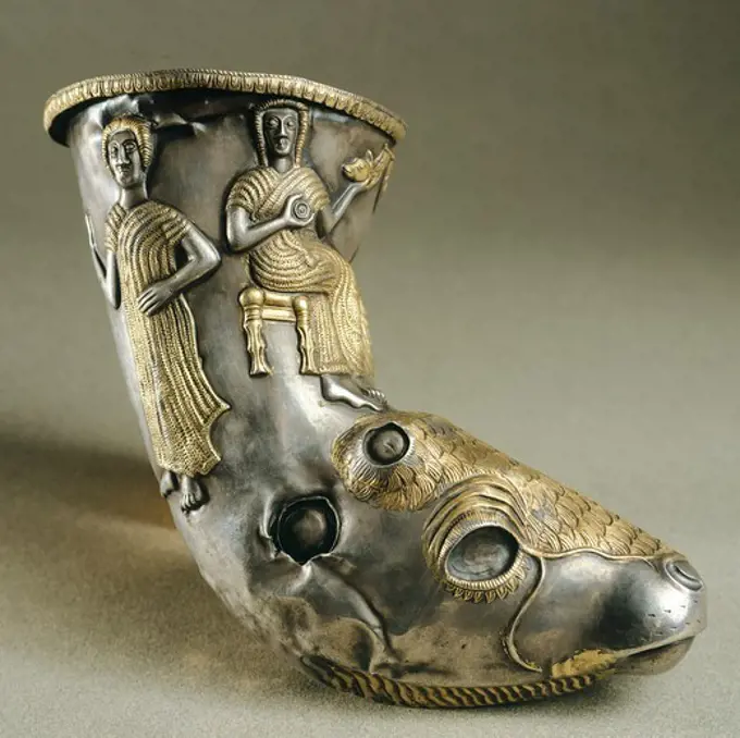 Silver rython, ca. 300 BC, from Poroina Mare, Romania. Jewellery. Geto-Dacian Civilization, 4th Century BC.
