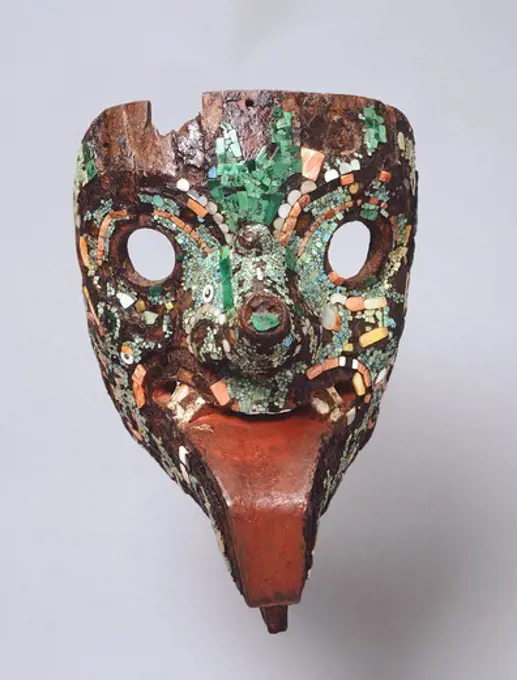 Mosaic mask from Puebla, Mexico. Mixtec Civilization,7th Century.