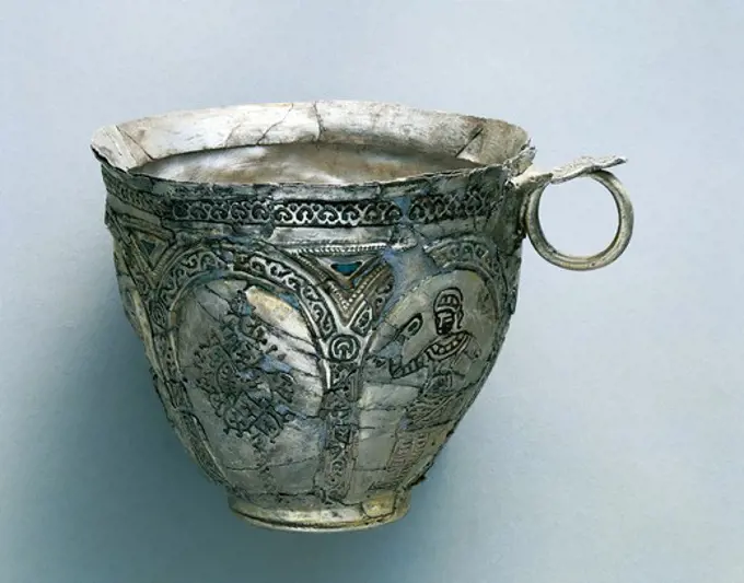 Silver single-handled cup, Ukraine. Cuman Civilization, 10th-13th Century.