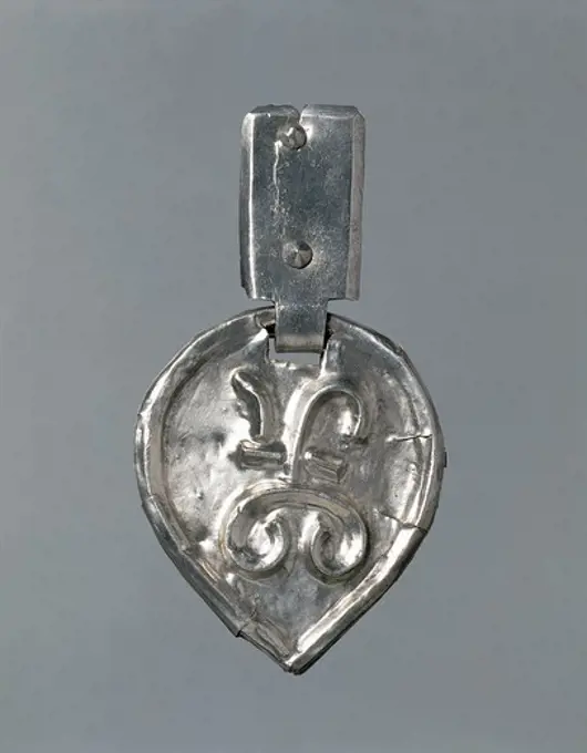 Ornamental plaque for harness depicting a heraldic Sarmatic symbol, Crimea. Jewellery. Sarmatic Civilization. 1st-2nd Century.