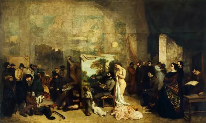 The artist's studio, 1855, by Gustave Courbet (1819-1877).