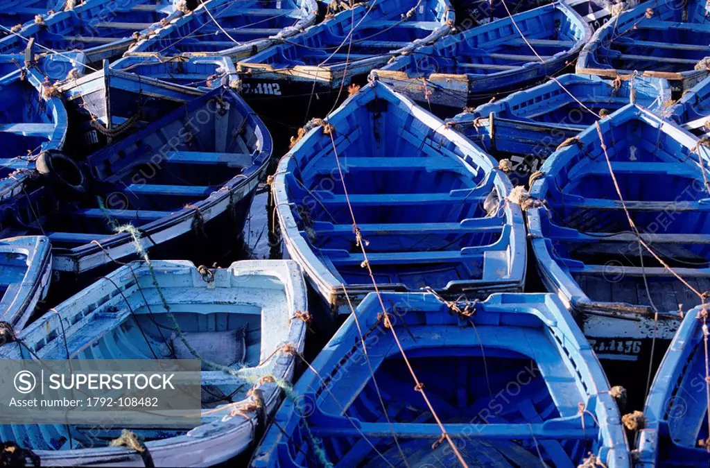Morocco, Essaouira, fishing harbour, small fishing boats