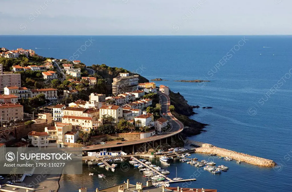 France, Pyrenees Orientales, Cote Vermeille The Ruby Coast, Cerbere, small seaside resort