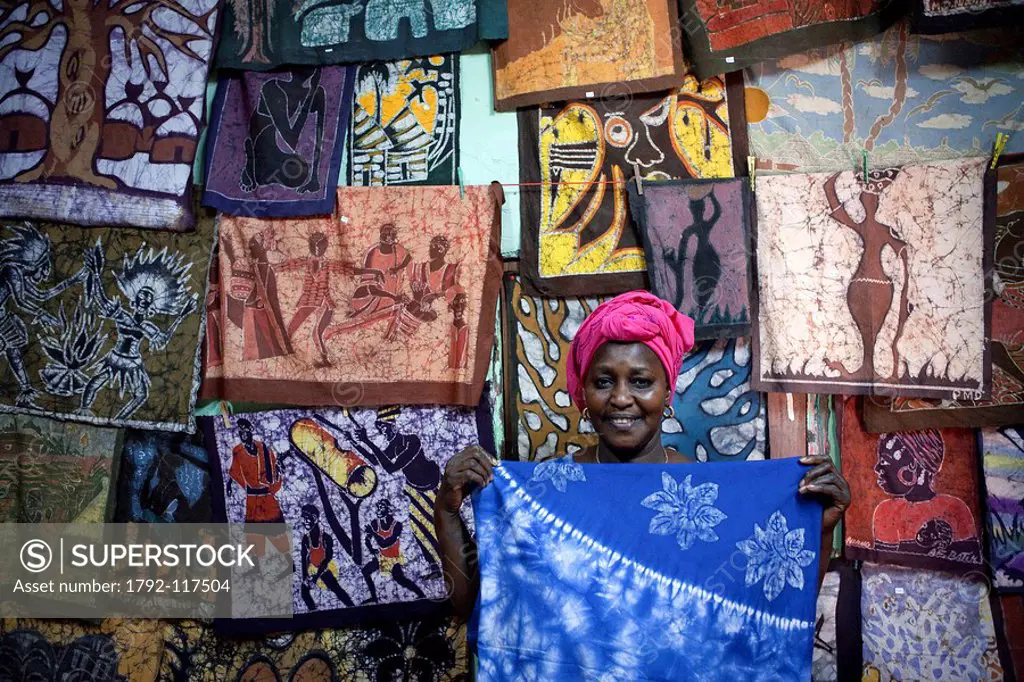 Senegal, Casamance Region, Ziguinchor, the Batik Africa, making and production of batik in a traditional way