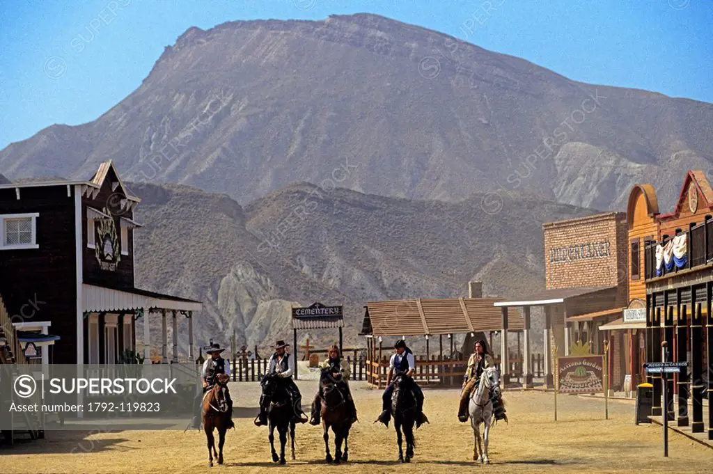 Spain, Andalusia, Almeria Province, Tabernas Desert, Mini_Hollywood, a village of the West entirely built for the movie Once Upon a Time in the West, ...