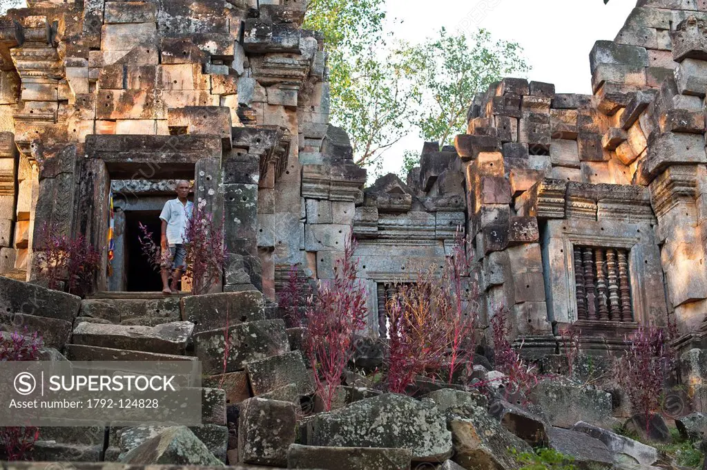 Cambodia, Battambang Province, surroundings of Battambang, Wat Ek Phnom Temple of the 11th century