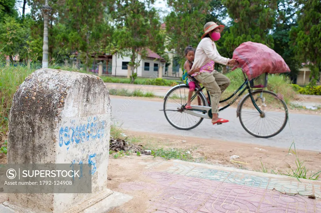 Cambodia, Battambang Province, town of Battambang, French kilometer marker of colonial time