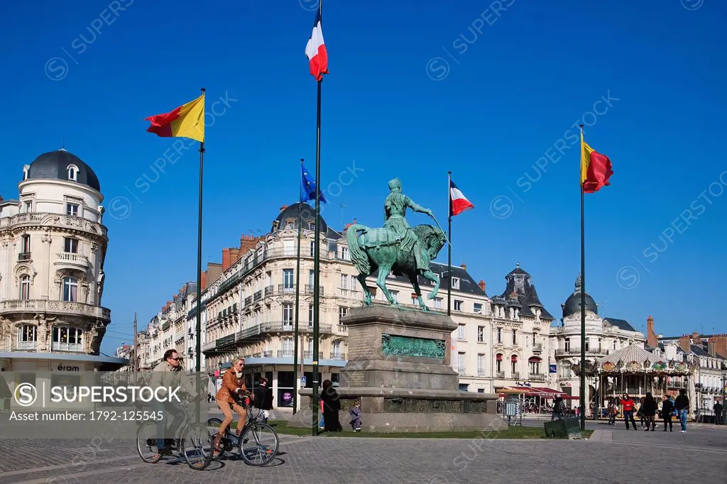 France, Loiret, Orleans, statue of Jeanne d´Arc on Place Martroi Martroi square