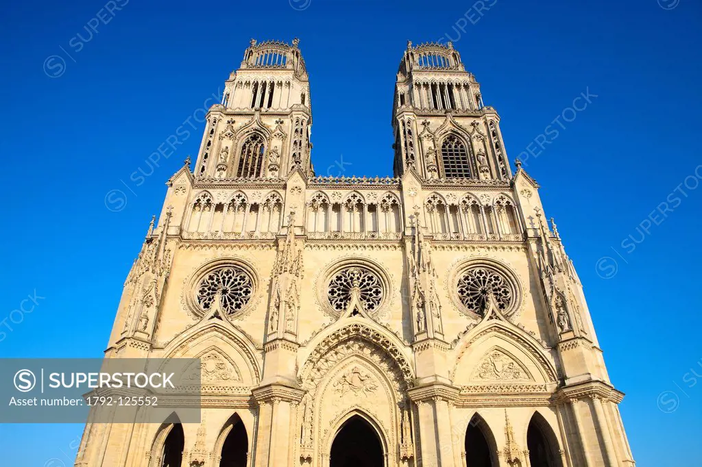 France, Loiret, Orleans, the western facade of Ste Croix cathedral