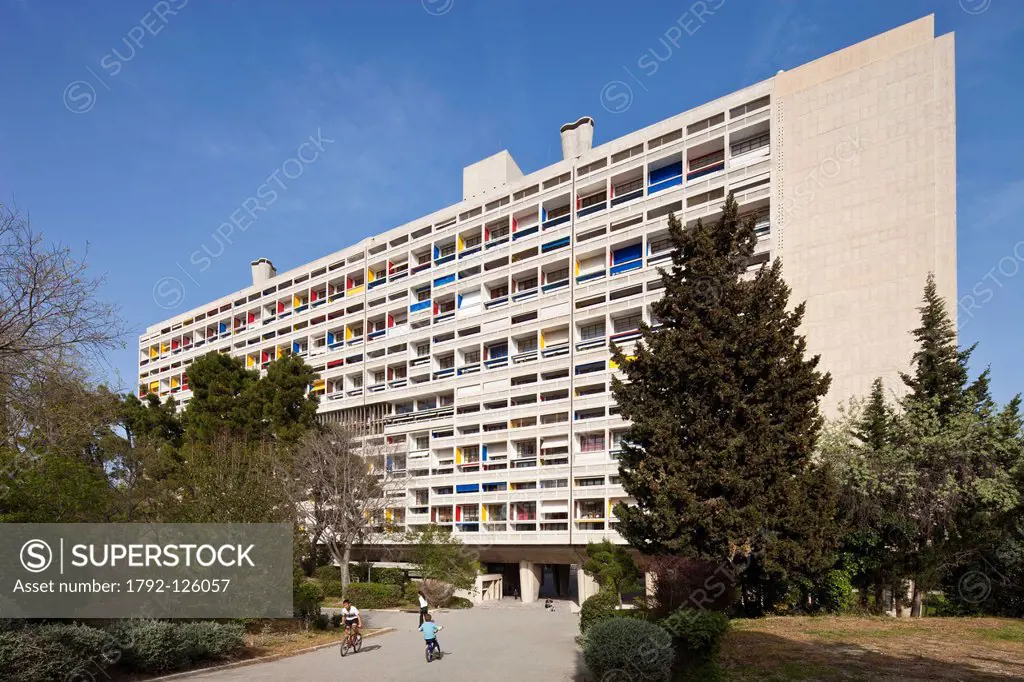 France, Bouches du Rhone, Marseille, Cite Radieuse or Radiant City by Le Corbusier