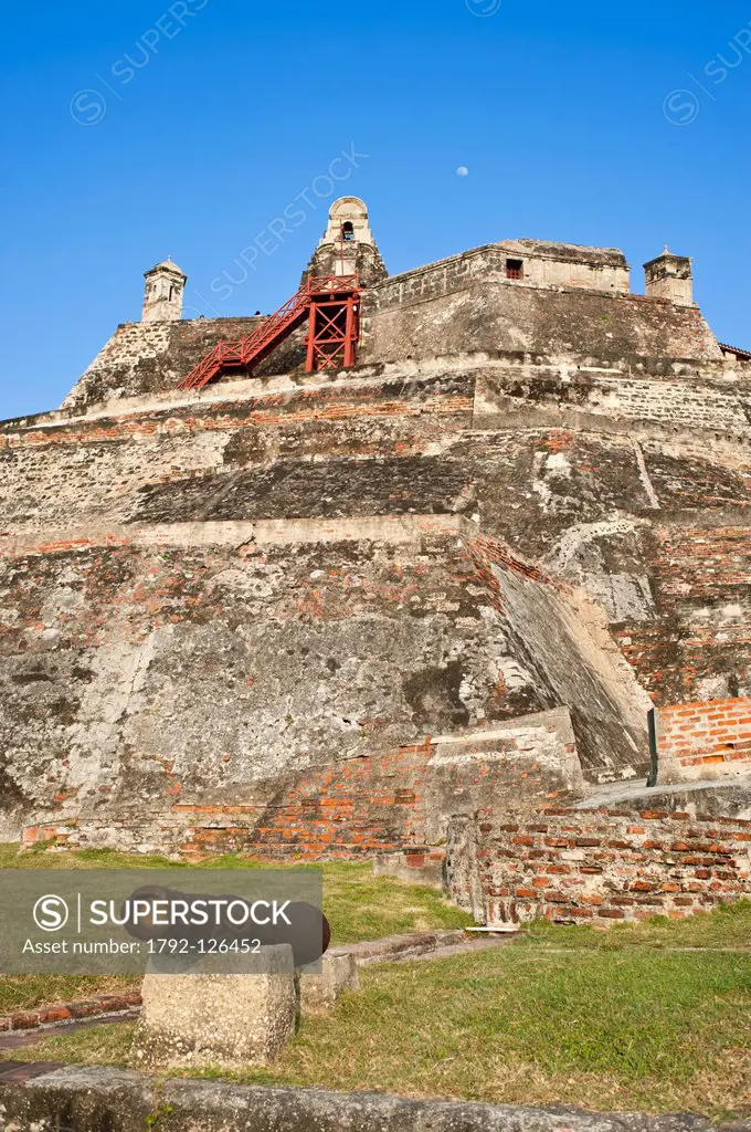 Colombia, Bolivar Department, Cartagena, listed as World Heritage by UNESCO, the castle of San Felipe de Barajas, the largest fortress built by the Sp...