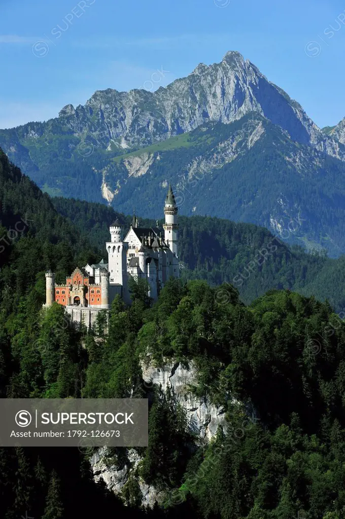 Germany, Bavaria, Schwangau, Neuschwanstein castle built between 1869 et1886 in the romantic style is the best known work of King Ludwig II of Bavaria
