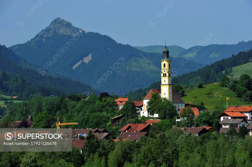 Germany, Bavaria, Pfronten, village and church