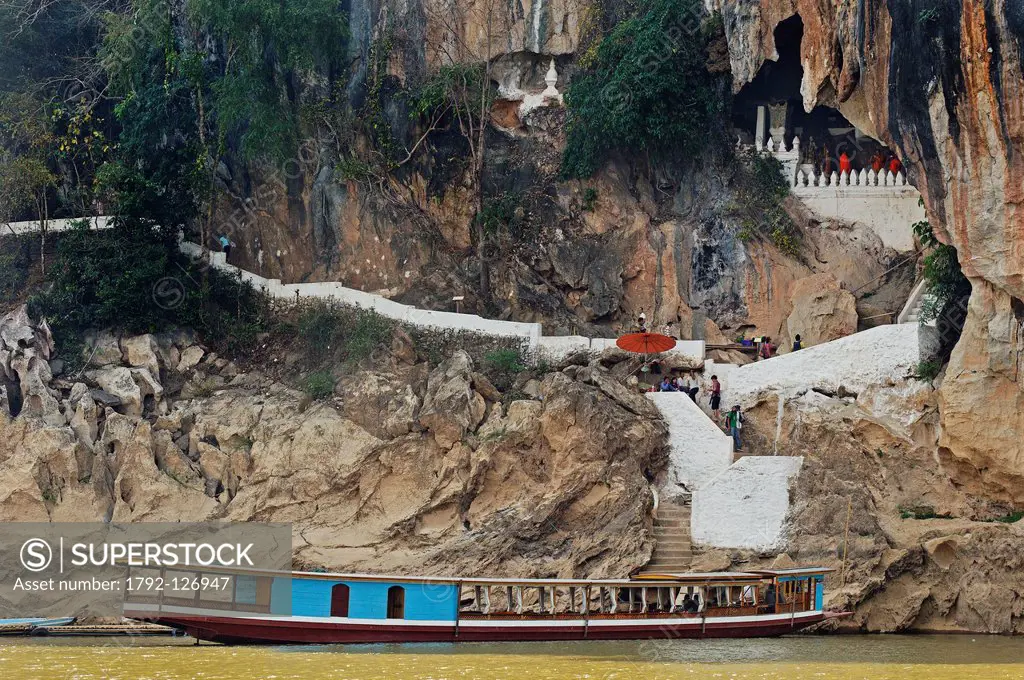 Laos, Luang Prabang Province, Mekong River, Pak Ou Caves Pak Landing Or are arranged in which the Buddhas of styles and sizes