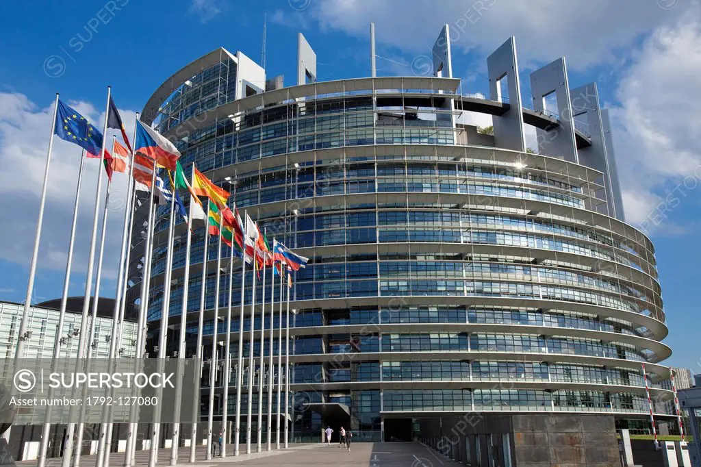 France, Bas Rhin, Strasbourg, European Institution District or European Quarter, the European Parliament by the architecture firm Architecture Studio,...