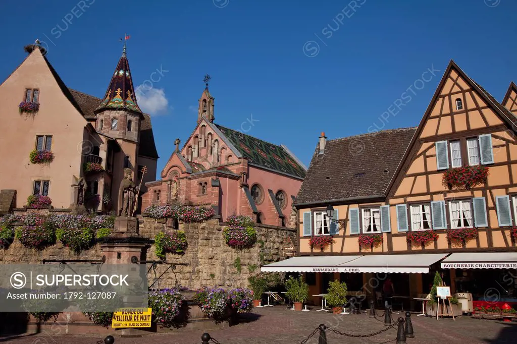 France, Haut Rhin, Eguisheim, labelled The Most Beautiful Villages of France, on the Alsace Wine Route