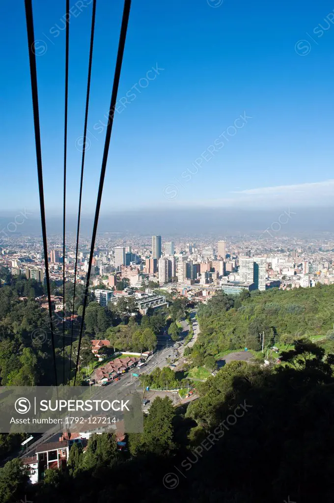 Colombia, Cundinamarca Department, Bogota, city view from the cable car of Mount Monserrate