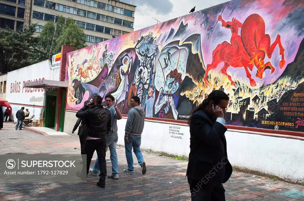 Colombia, Cundinamarca Department, Bogota, downtown district, mural