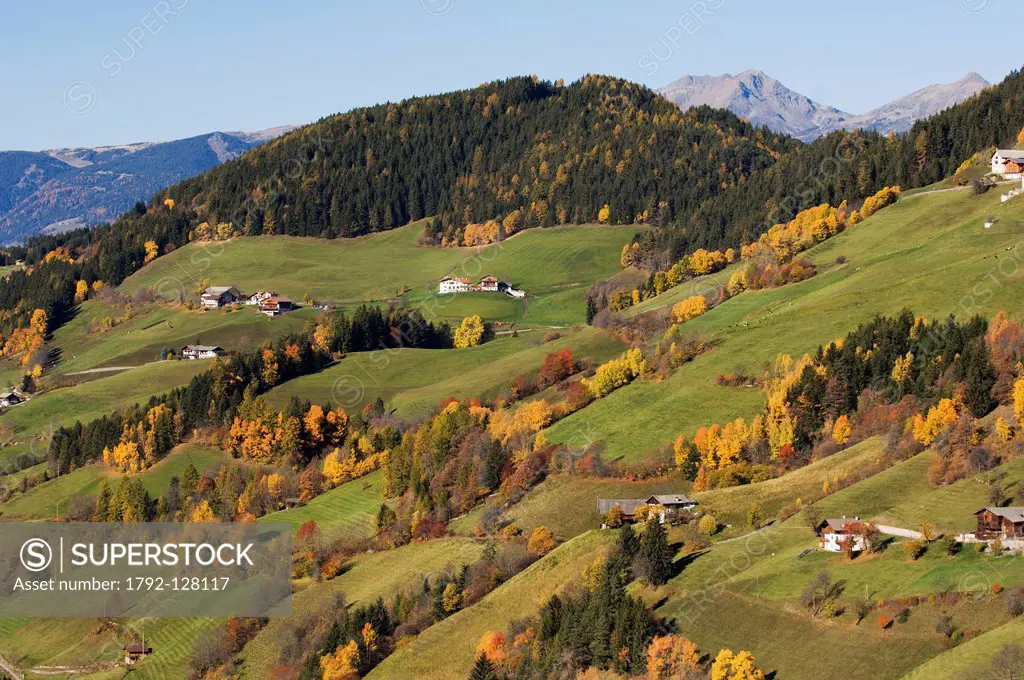 Italy, Trentino_Alto Adige, autonomous province of Bolzano, Dolomites, Val di Funes Funes valley, Santa Maddalena