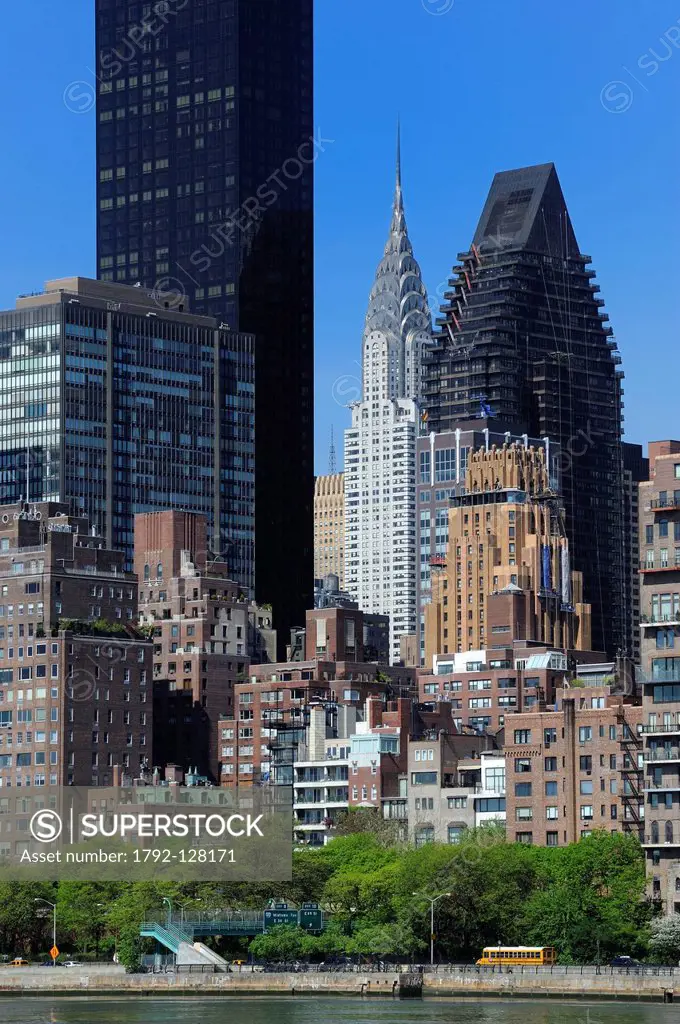 United States, New York City, Manhattan, Midtown, Chrysler Building and the East River