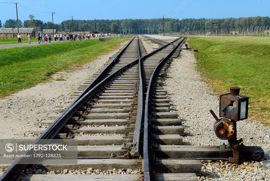 Poland, Silesian region, near Krakow, village of Oswiecim, the incoming railway line