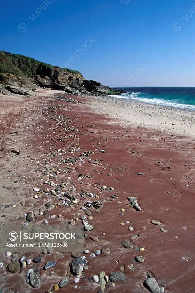 France, Morbihan, Ile de Groix, Red Sands Beach