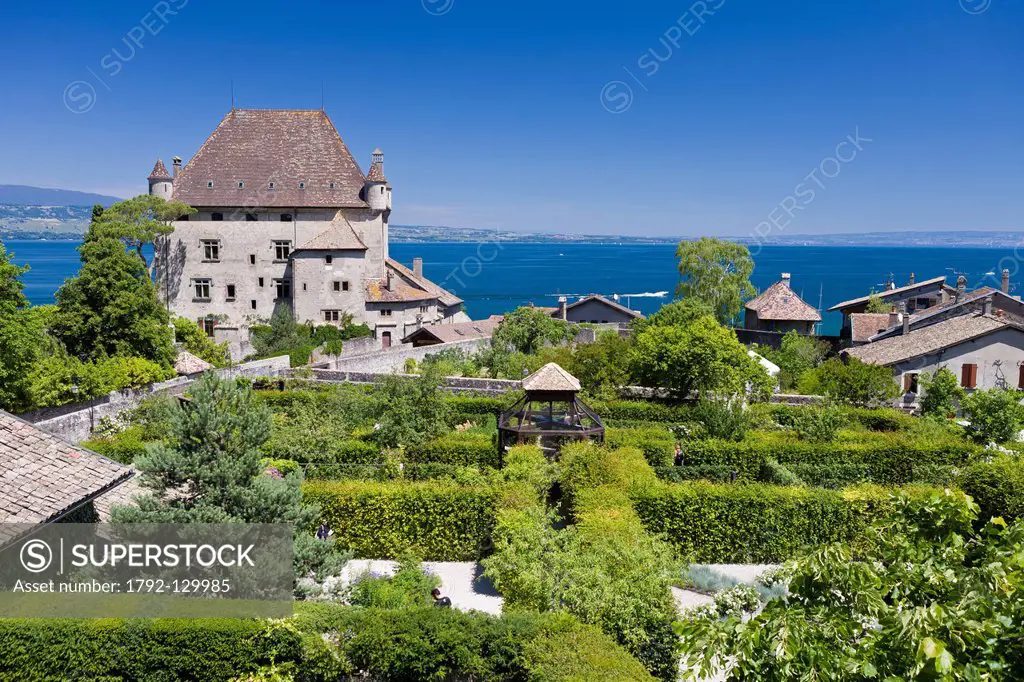 France, Haute Savoie, Yvoire, Leman Lake, labelled Les Plus Beaux Villages de France the Most Beautiful Villages of France, the Castle of the 14th cen...