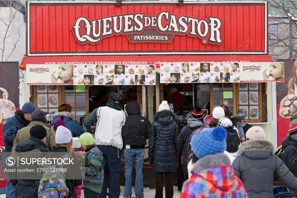 Canada, Quebec province, Quebec, Carnival, open air shop confectionery BeaverTails