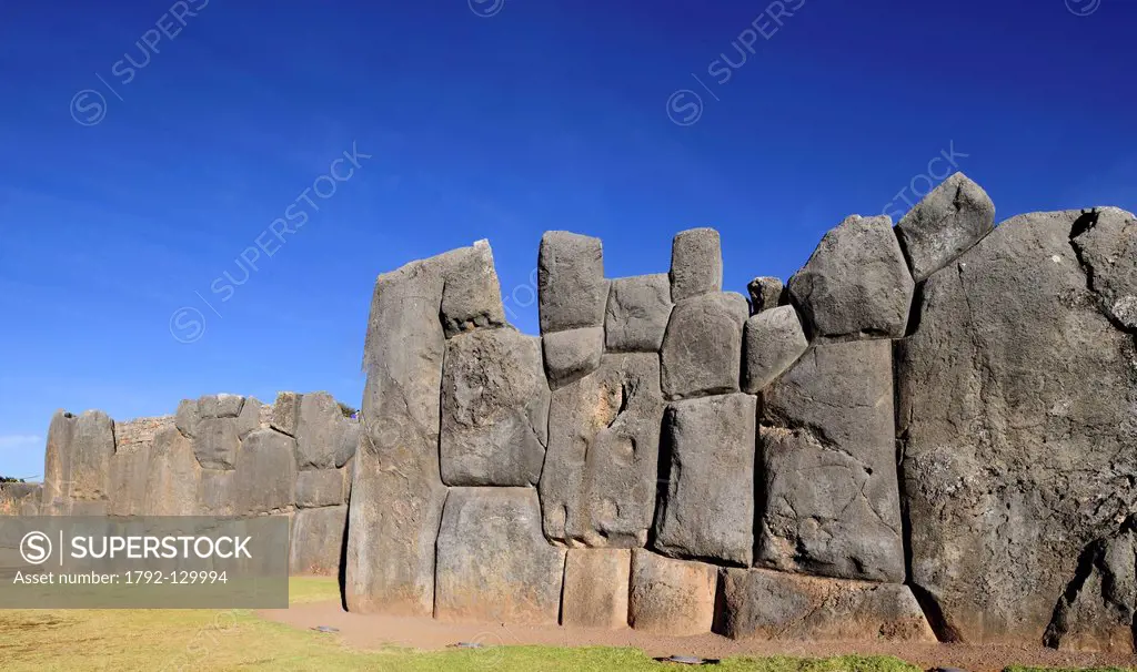 Peru, Cuzco Province, Cuzco, listed as World Heritage by UNESCO, Sacsayhuaman, Inca walled complex built by Pachacutec in the 15th century, the 600m l...