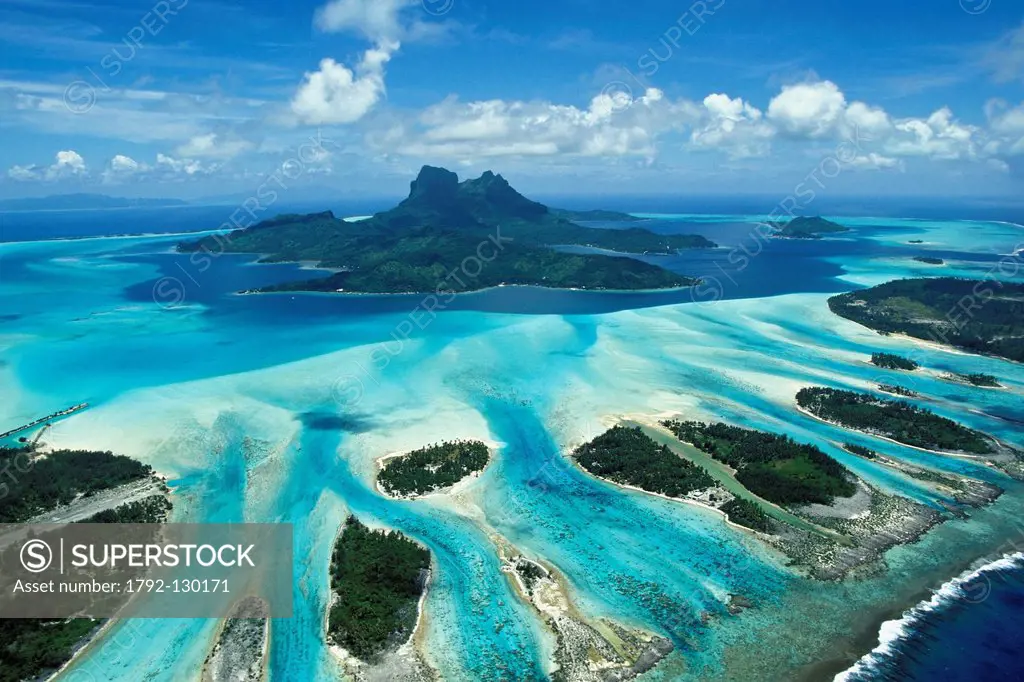 France, French Polynesia, Leeward archipelago, Bora Bora aerial view